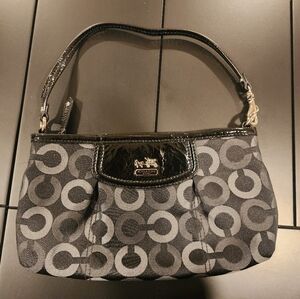 Vintage Y2k Coach Madison Op Art Sateen mini bag in black and gray